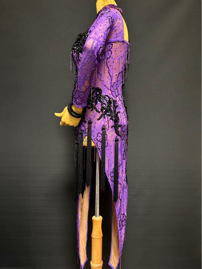 社交ダンス ドレス★シーズ ラテンドレス★ブラック&パープル★サイズM★新品