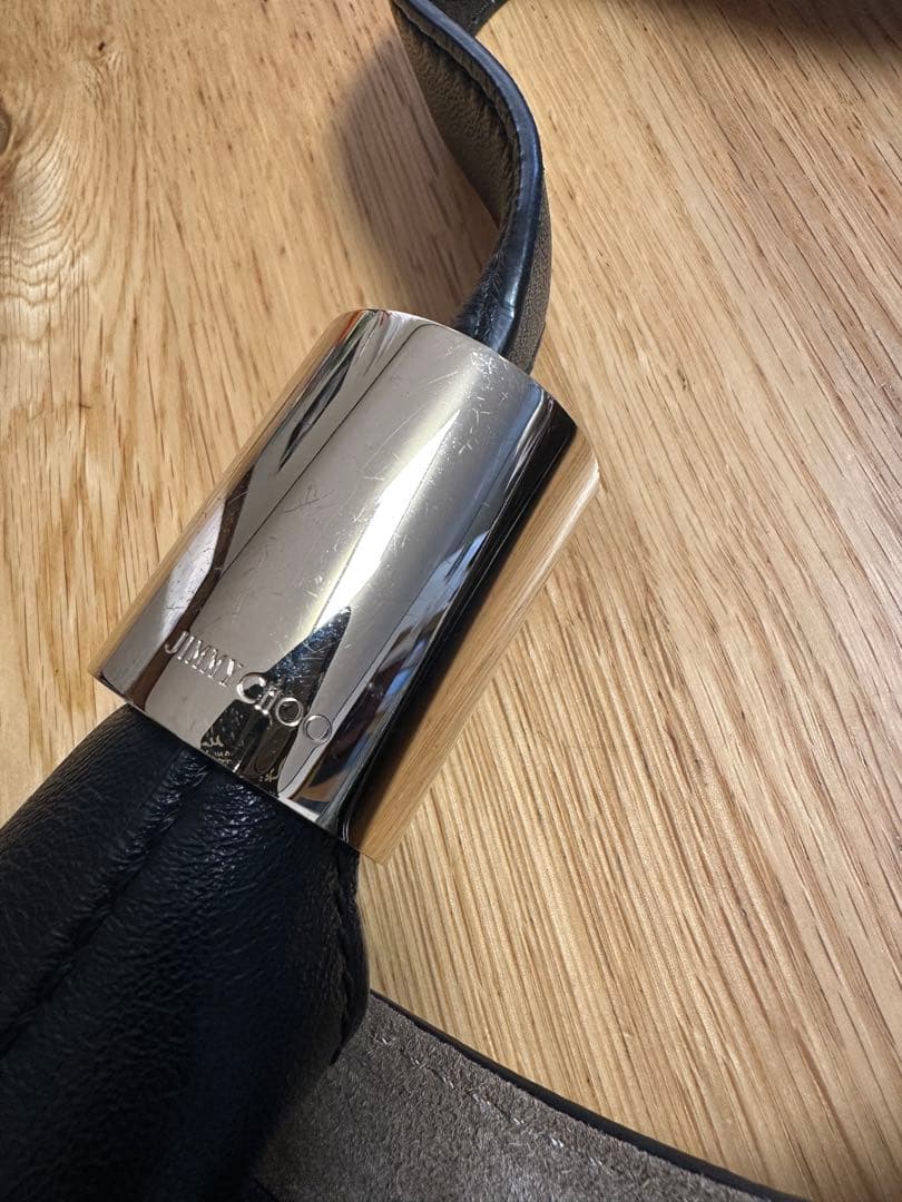 Jimmy Choo ブラックレザー ショルダーバッグ　STEVIEジミーチュウ