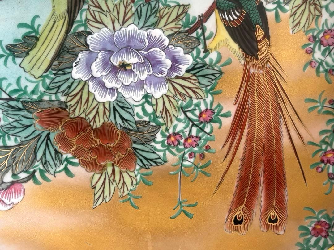 SALE✩.*˚九谷焼 光山窯 花鳥柄 大皿 絵皿