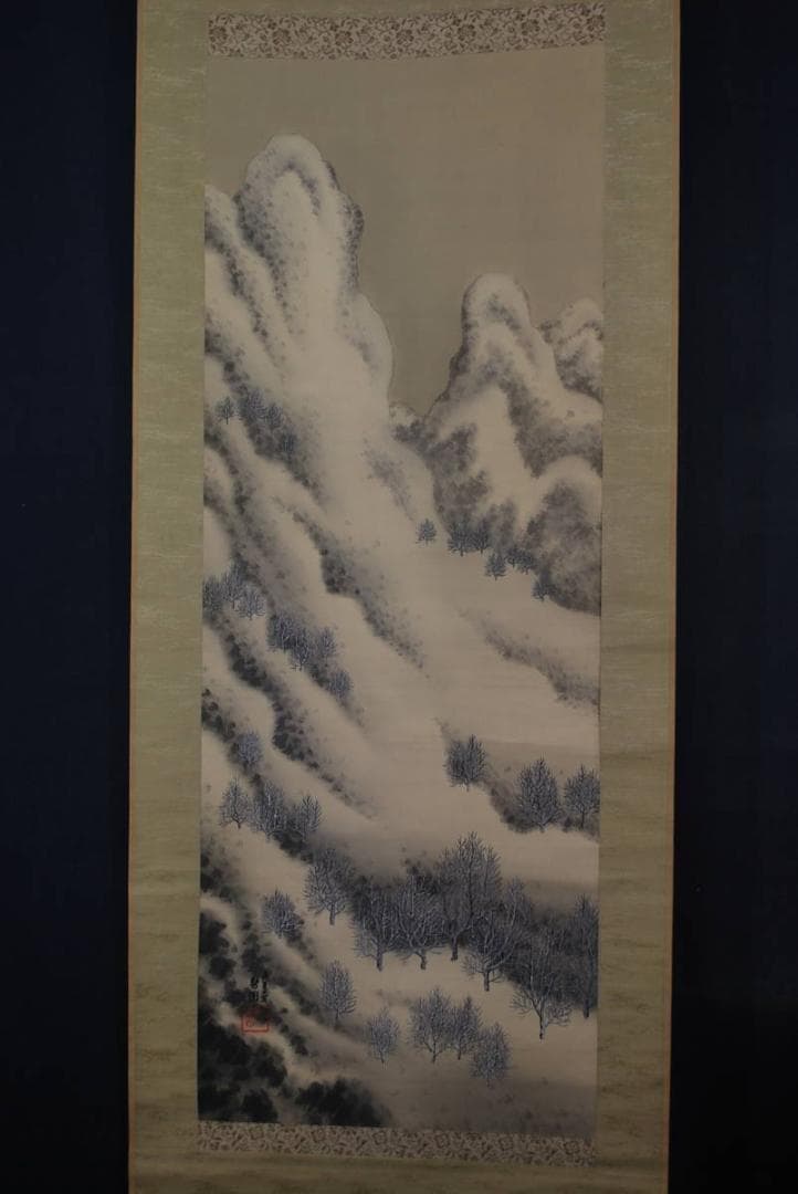 【真作】勢園/雪景山水図/掛軸☆宝船☆Ｔ-99 JM