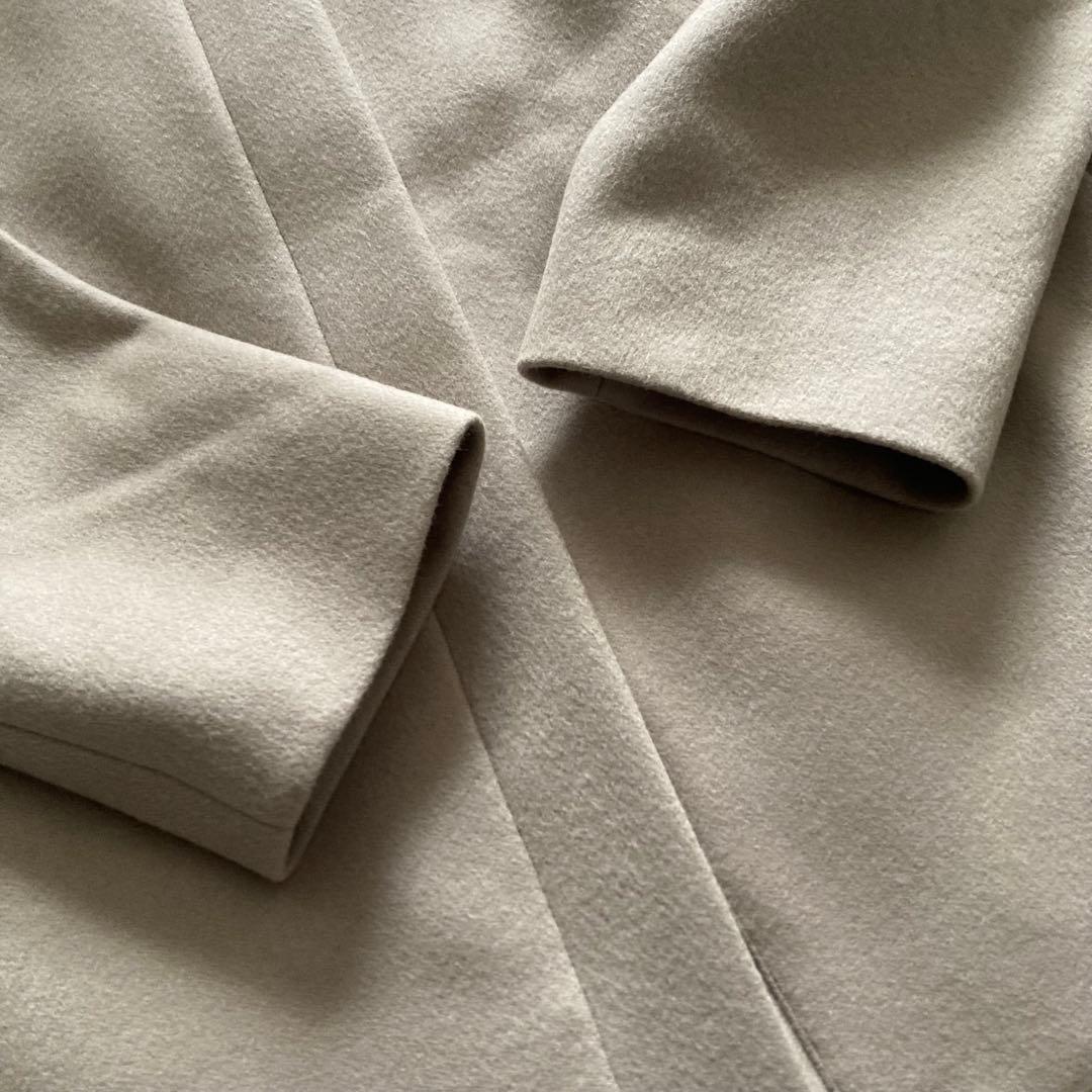 【美品】INDIVI 定価4.4万 2023AW ノーカラーコート ウール100
