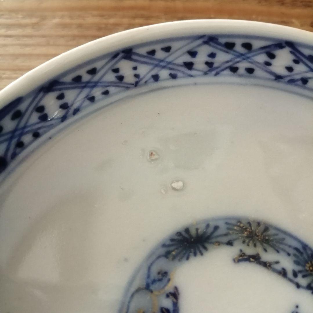 古伊万里　色絵　兎と龍　蓋茶碗　3客