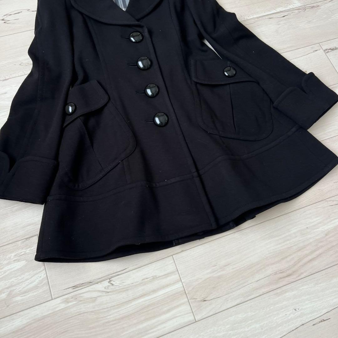 バーバリーブルーレーベル　ウールコート　チェック　Aライン　ビッグボタン