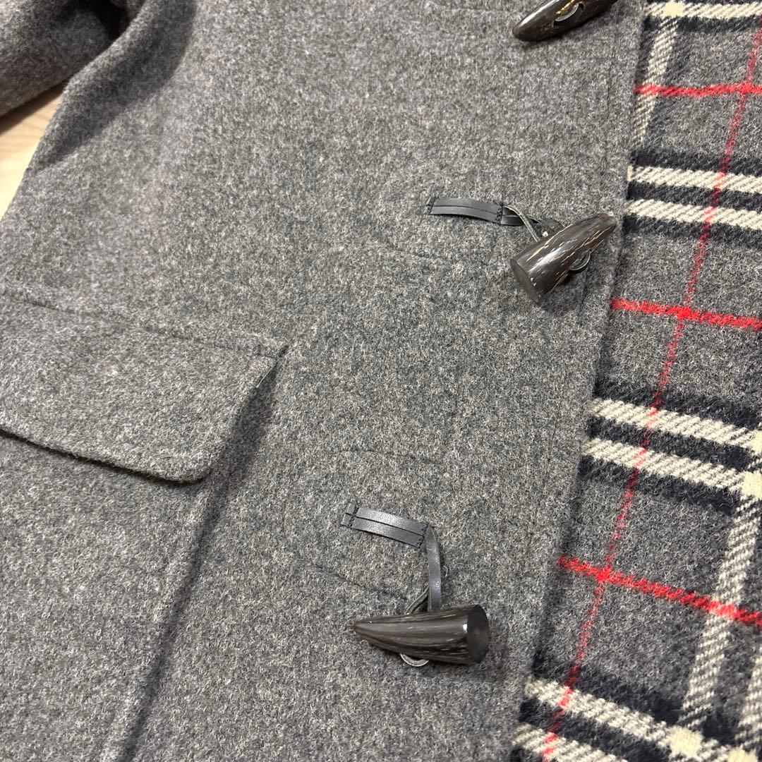 バーバリー ダッフルコート ノバチェック ウール100% グレー