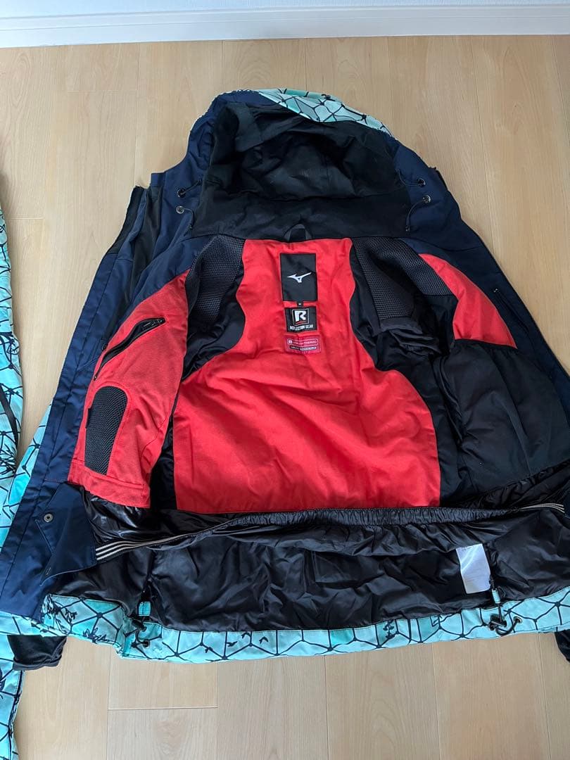 美品 ミズノ デモモデル スキーウェア上下セット メンズ Mサイズ ブルー