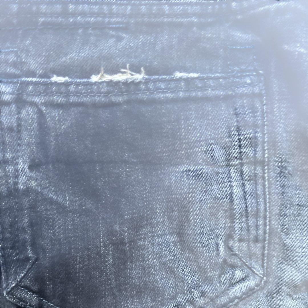 美シルエットCIVARIZEストレートデニム ブラックダメージ加工美品　44