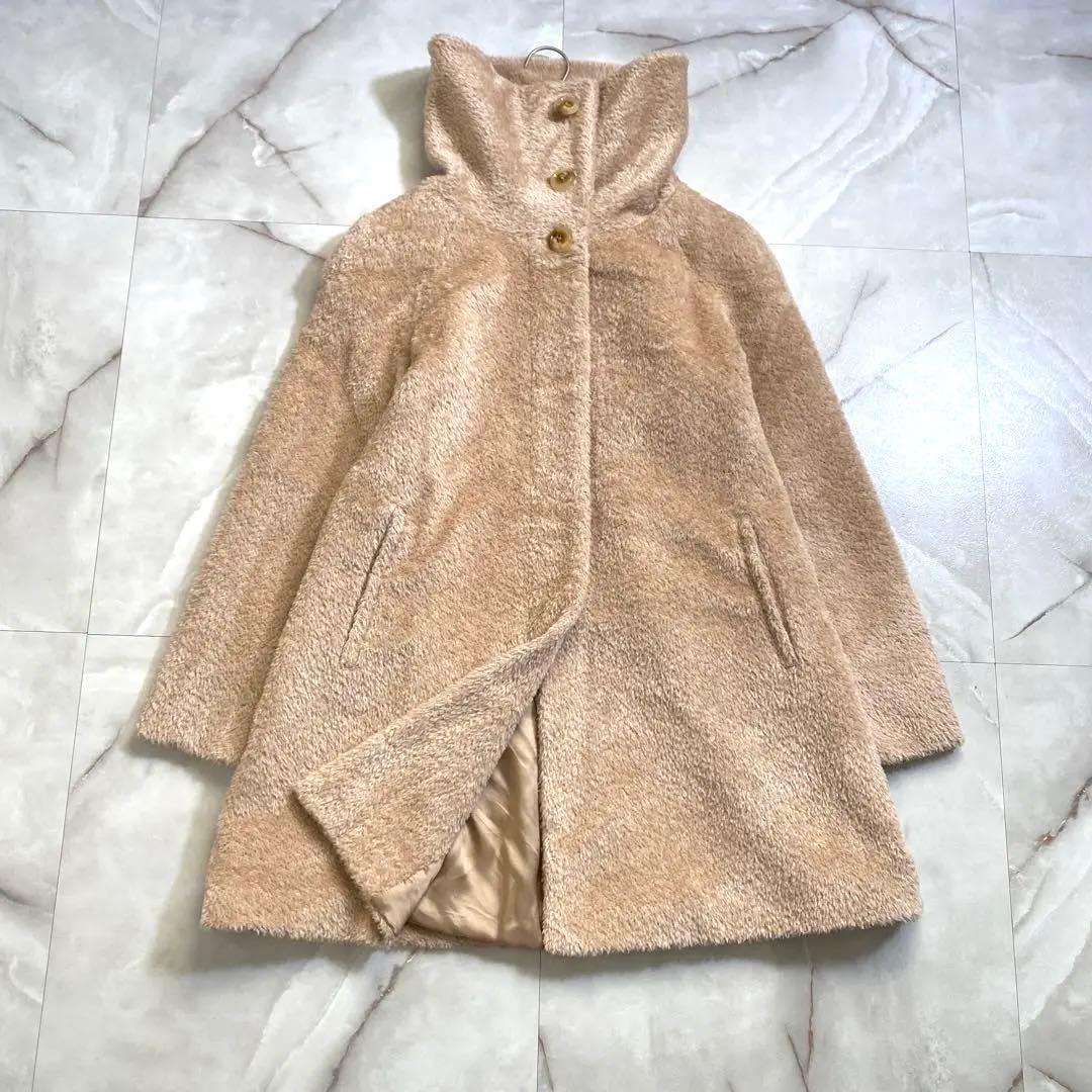 T18270 美品 マックスマーラ テディベアコート ベージュ 38 ミドル丈