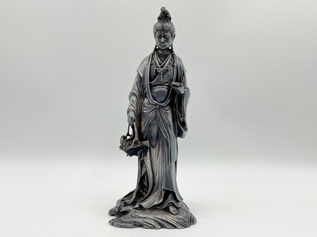 銀製品 骨董 魚藍観音 木箱付き