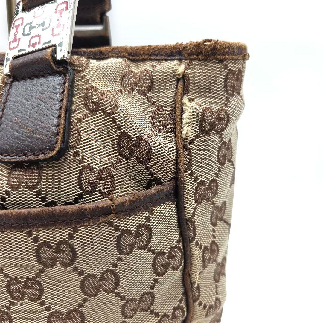 GUCCI シェリーライン GGキャンバス ホースビット ハンドバッグ ブラウン