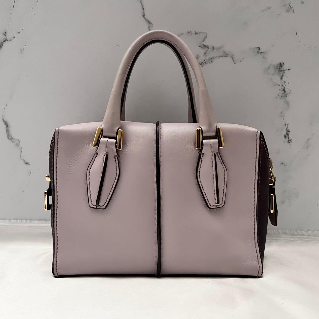 ◇レア美品◇トッズ　Dキューブ　2wayミニショルダーバッグ　バイカラー　レザー