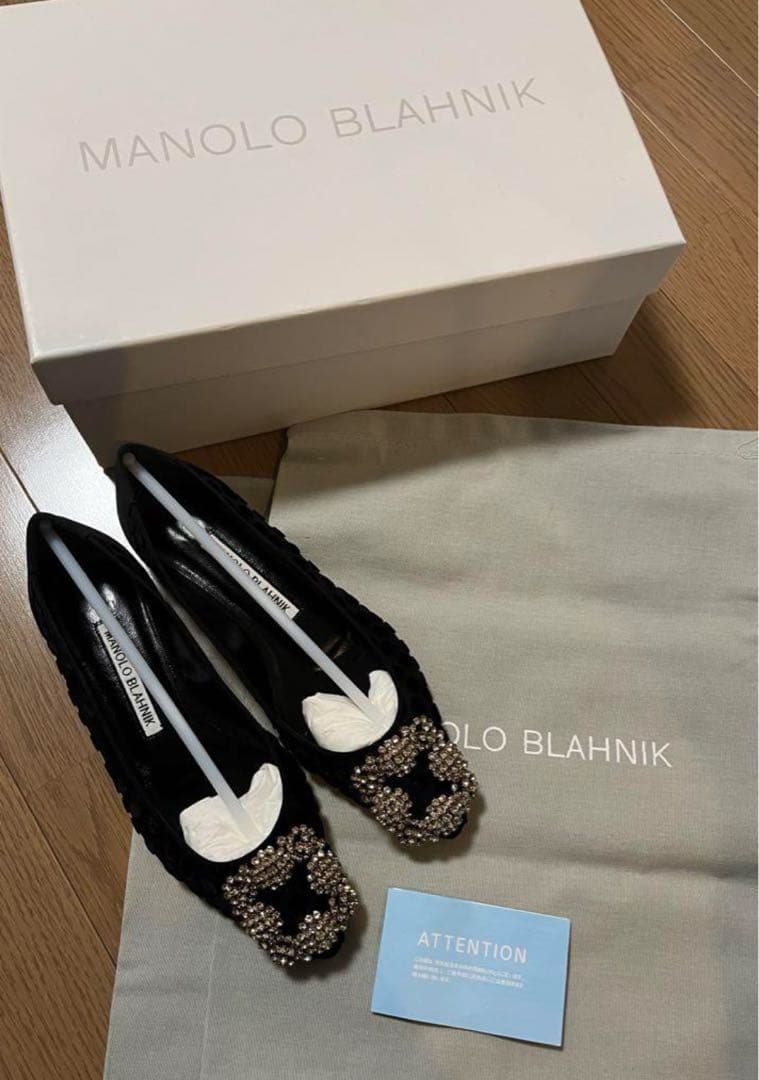 マノロブラニク MANOLOBLAHNIK フラットシューズ 33 ハンギシ 黒