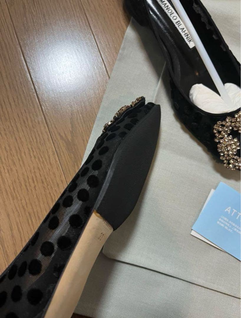 マノロブラニク MANOLOBLAHNIK フラットシューズ 33 ハンギシ 黒