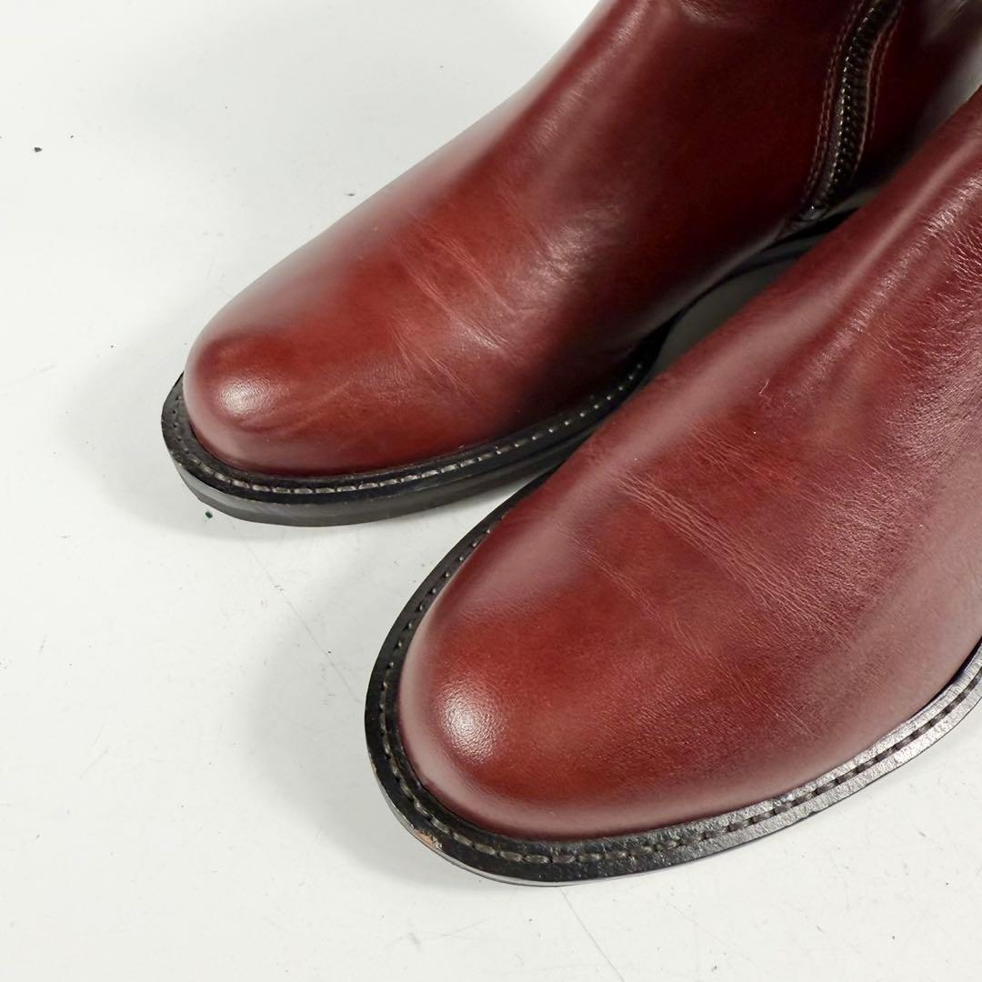 【極美品】ecco エコー　ショートブーツ（23,5）サイドジップ　本革レザー