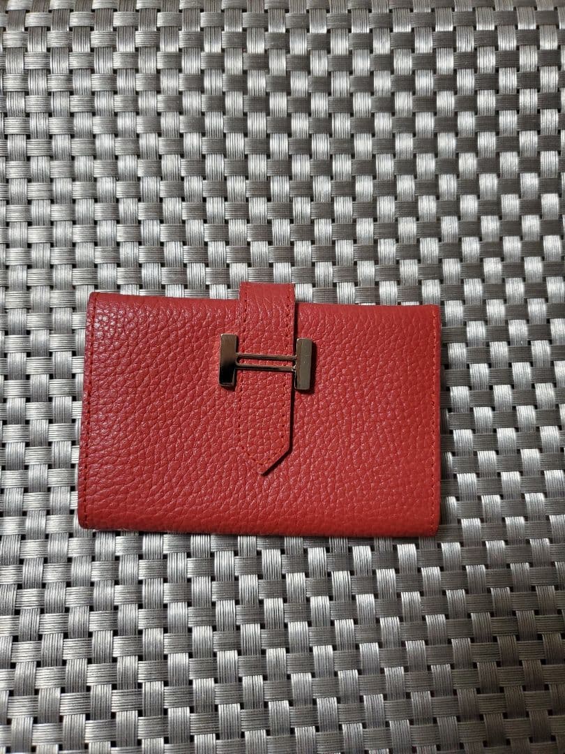 HERMES レザー名刺入れ レッド
