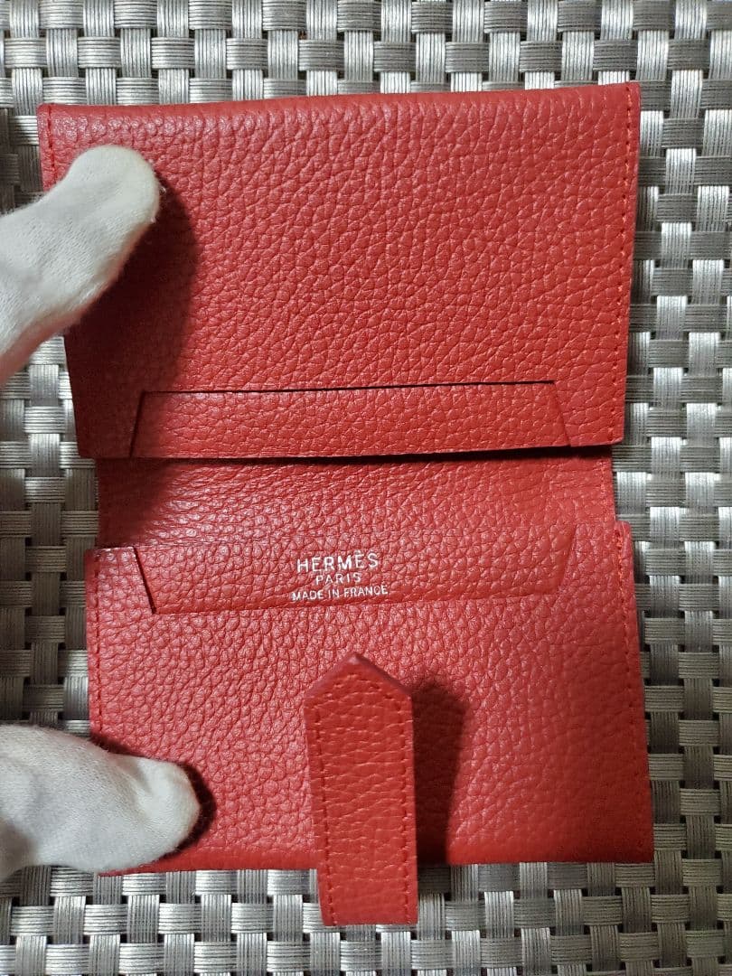HERMES レザー名刺入れ レッド