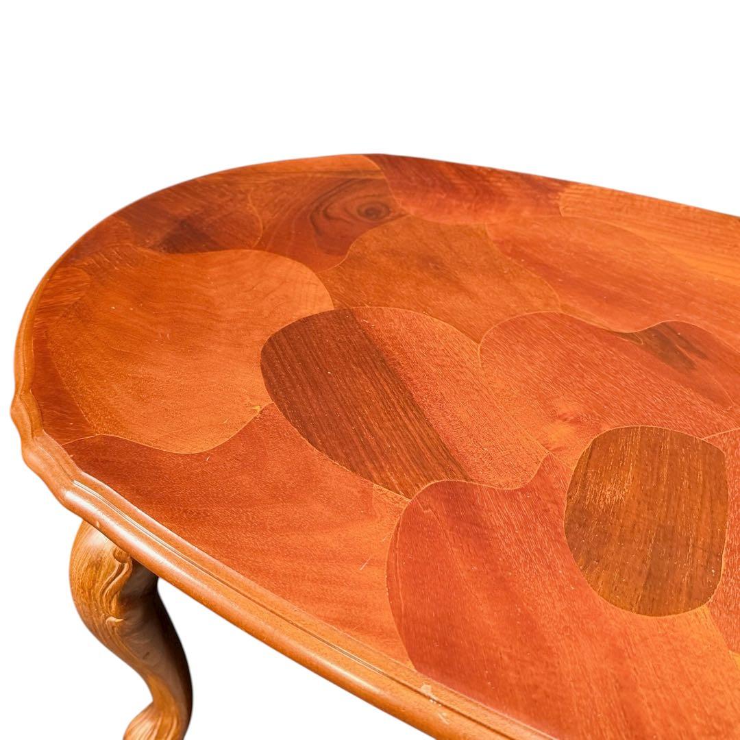 HR852 【象嵌彫刻が素敵】イタリア　猫脚　ローテーブル　イタリア