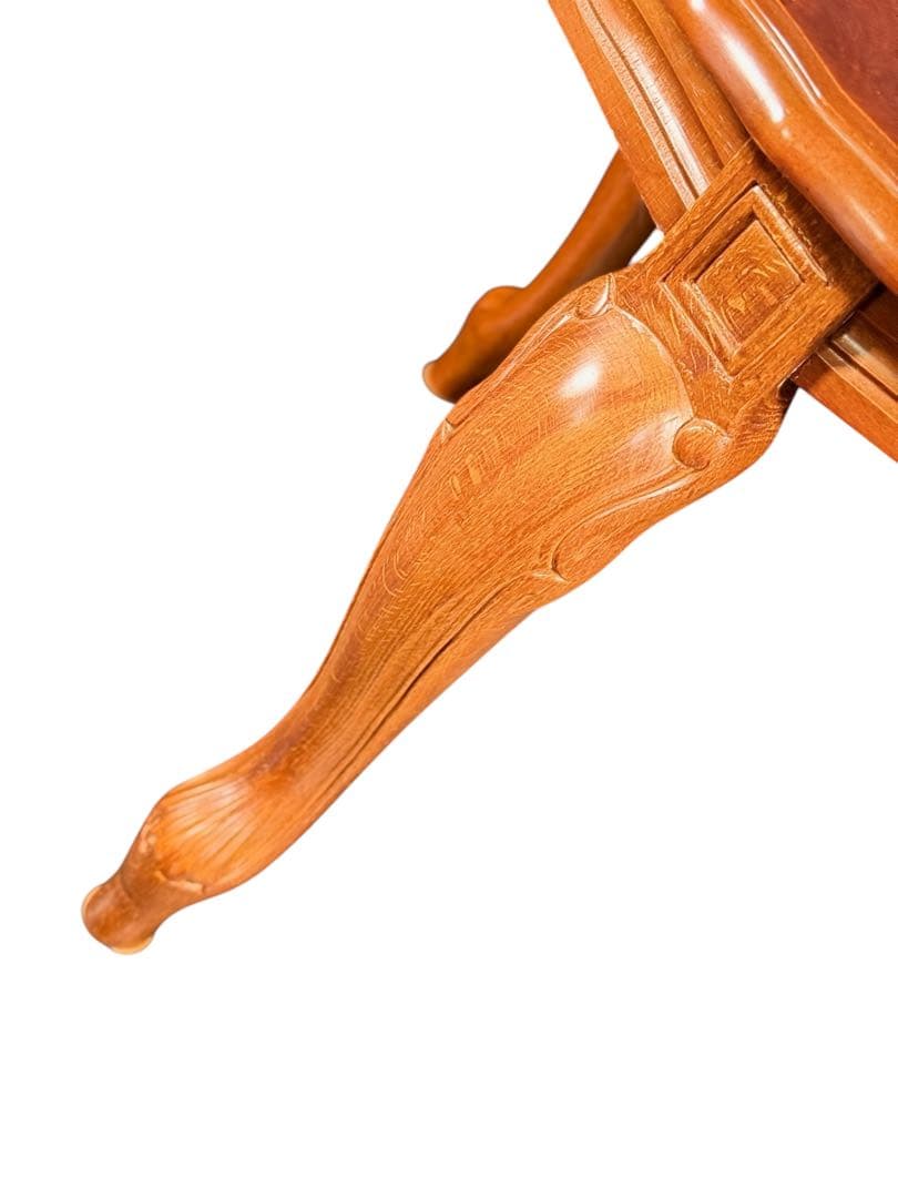 HR852 【象嵌彫刻が素敵】イタリア　猫脚　ローテーブル　イタリア