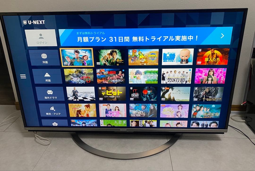 SHARP AQUOS 45型4Kテレビ LC-40US45 動画アプリ