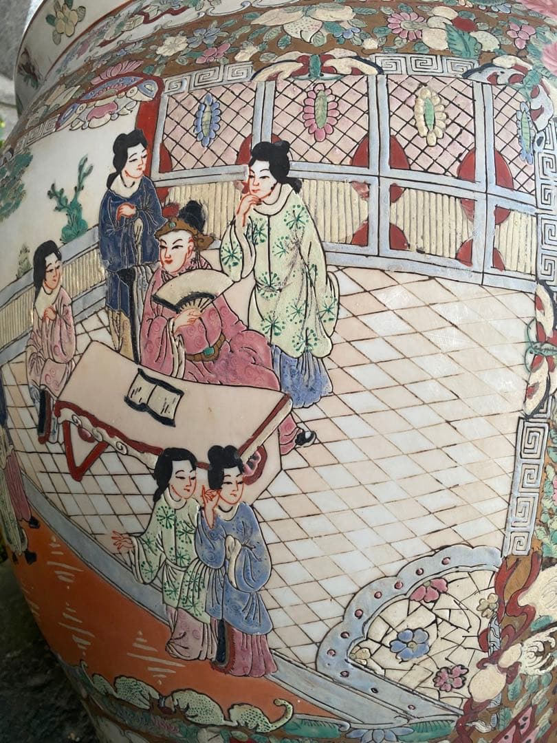 乾隆年製　水鉢　大型　睡蓮鉢　中国　金魚鉢　壺　骨董