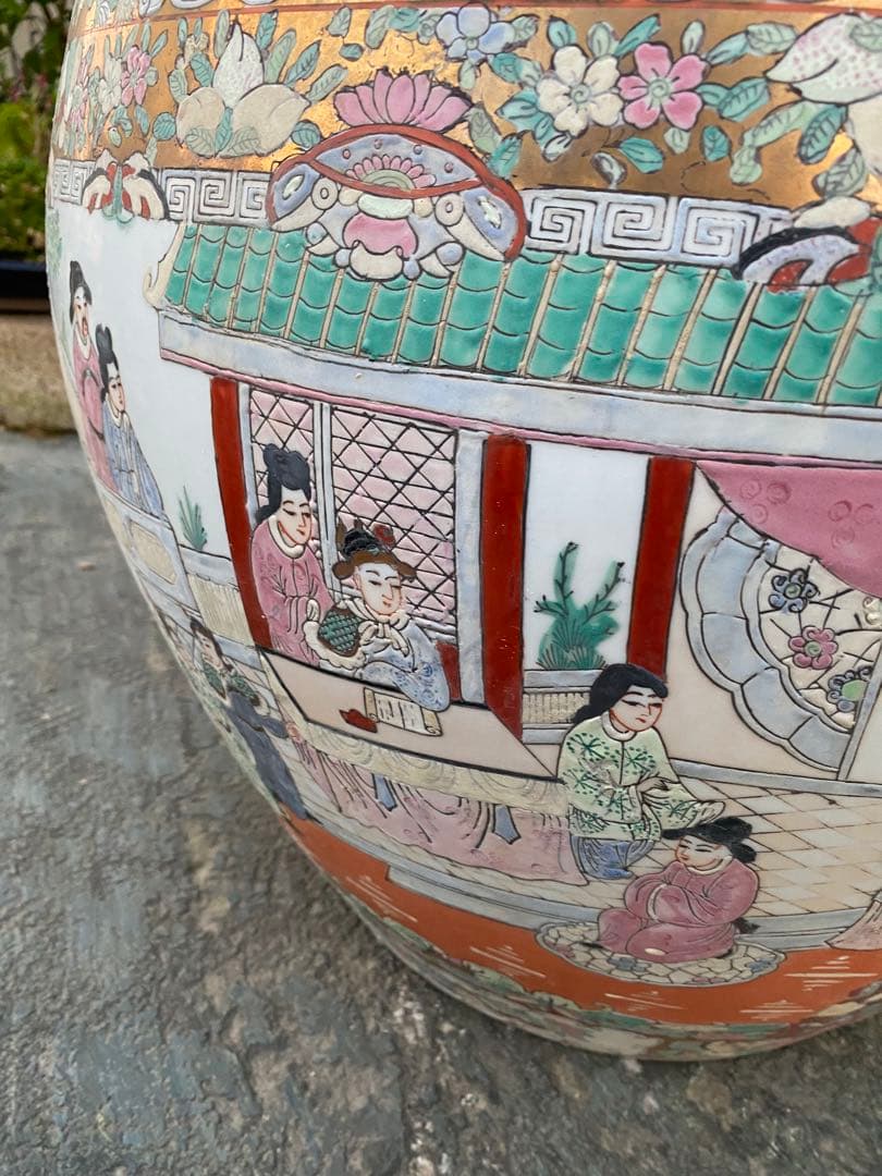 乾隆年製　水鉢　大型　睡蓮鉢　中国　金魚鉢　壺　骨董