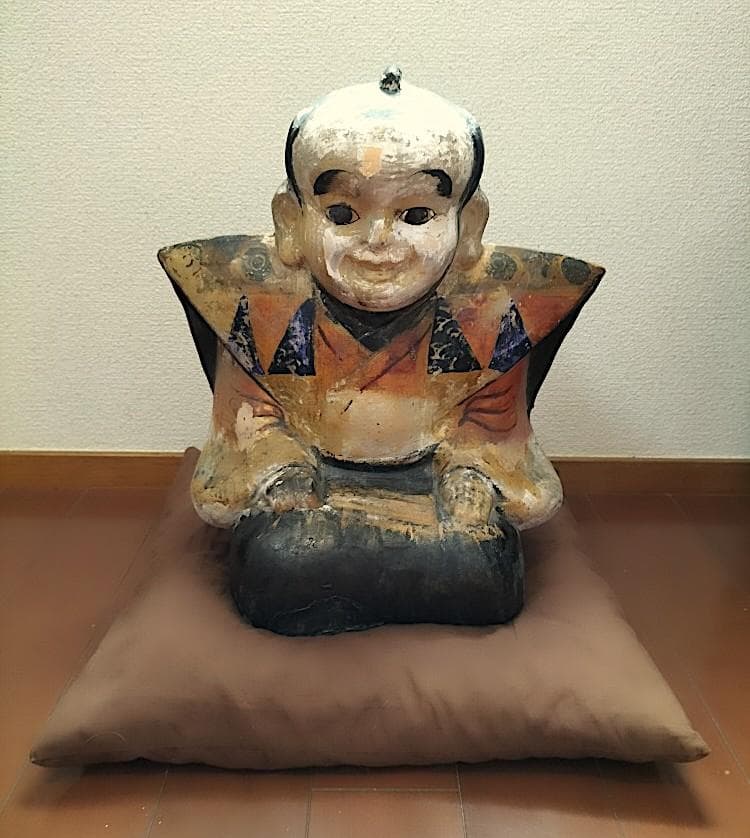 かなり古い大型「福助人形」　江戸時代？　土人形　詳細不明