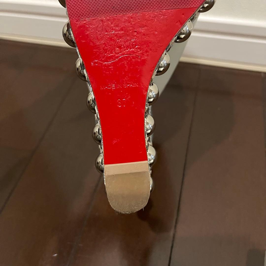 美品✨クリスチャンルブタン レザー スエード ウェッジソール サンダル 37