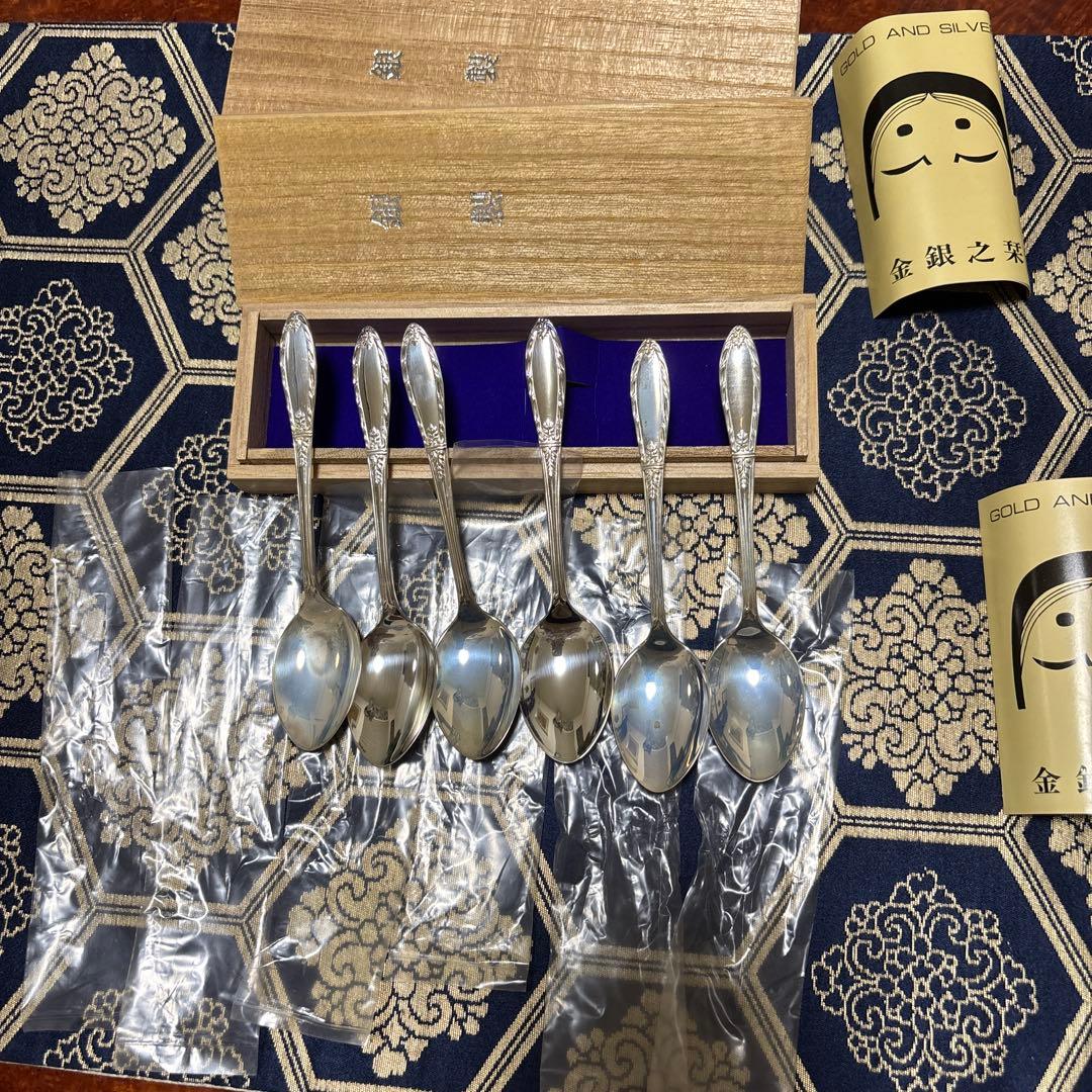 R*J様 銀製スプーンセット 3本木製ボックス付き 2セット