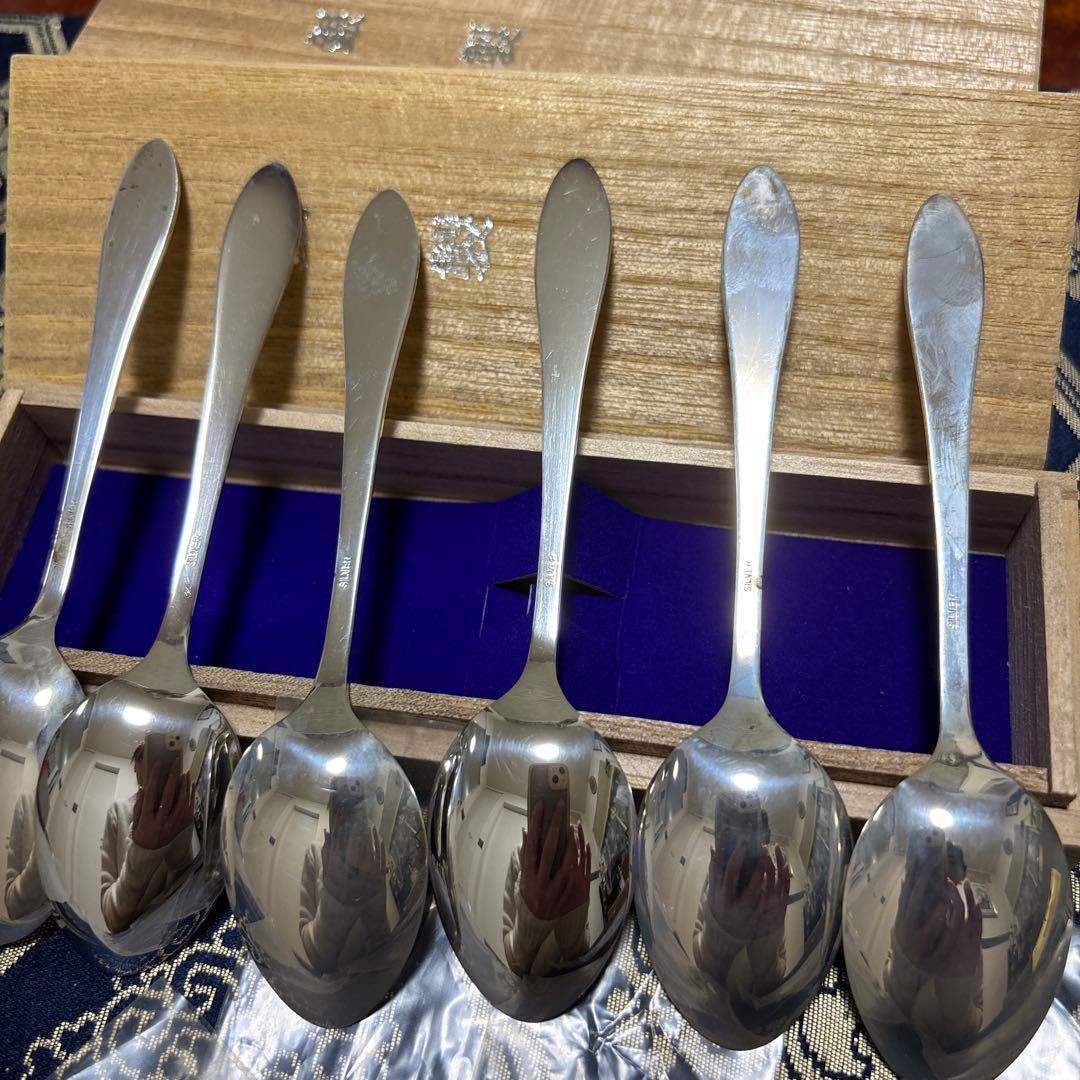 R*J様 銀製スプーンセット 3本木製ボックス付き 2セット