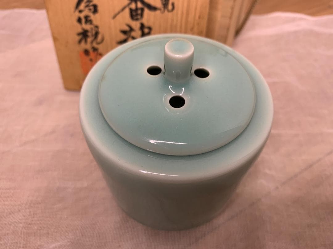 香炉 青磁　供箱付き 【大特価】【美品】お香 古美術品 骨董 seiji