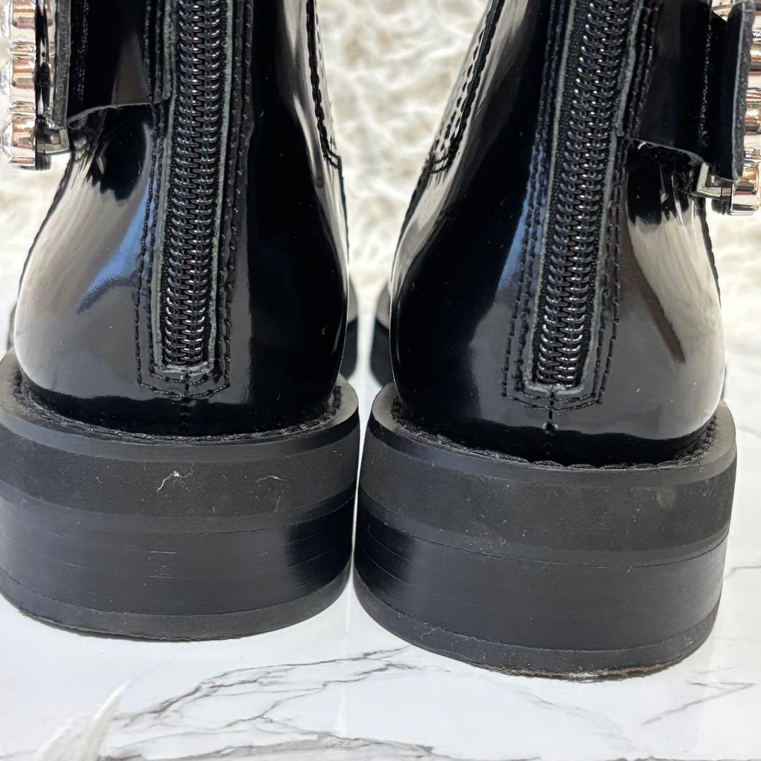 良品✨ スタッカート エナメルブーツ ストーン付 黒 ブラック 24cm