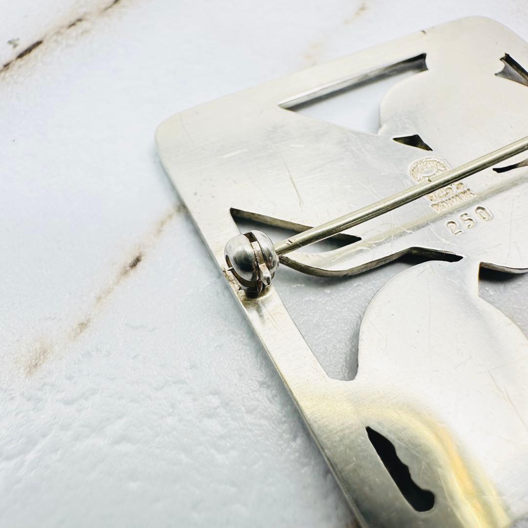   250 シルバーブローチ　スクエア　バード　小鳥　麦