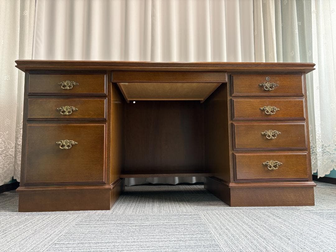 カリモク 書斎机 コロニアル デスク 両袖机 社長机 直接引き渡し歓迎