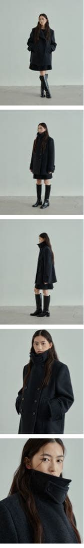 ダークグレー ダブルブレスト ウールコート(韓国ブランド)
