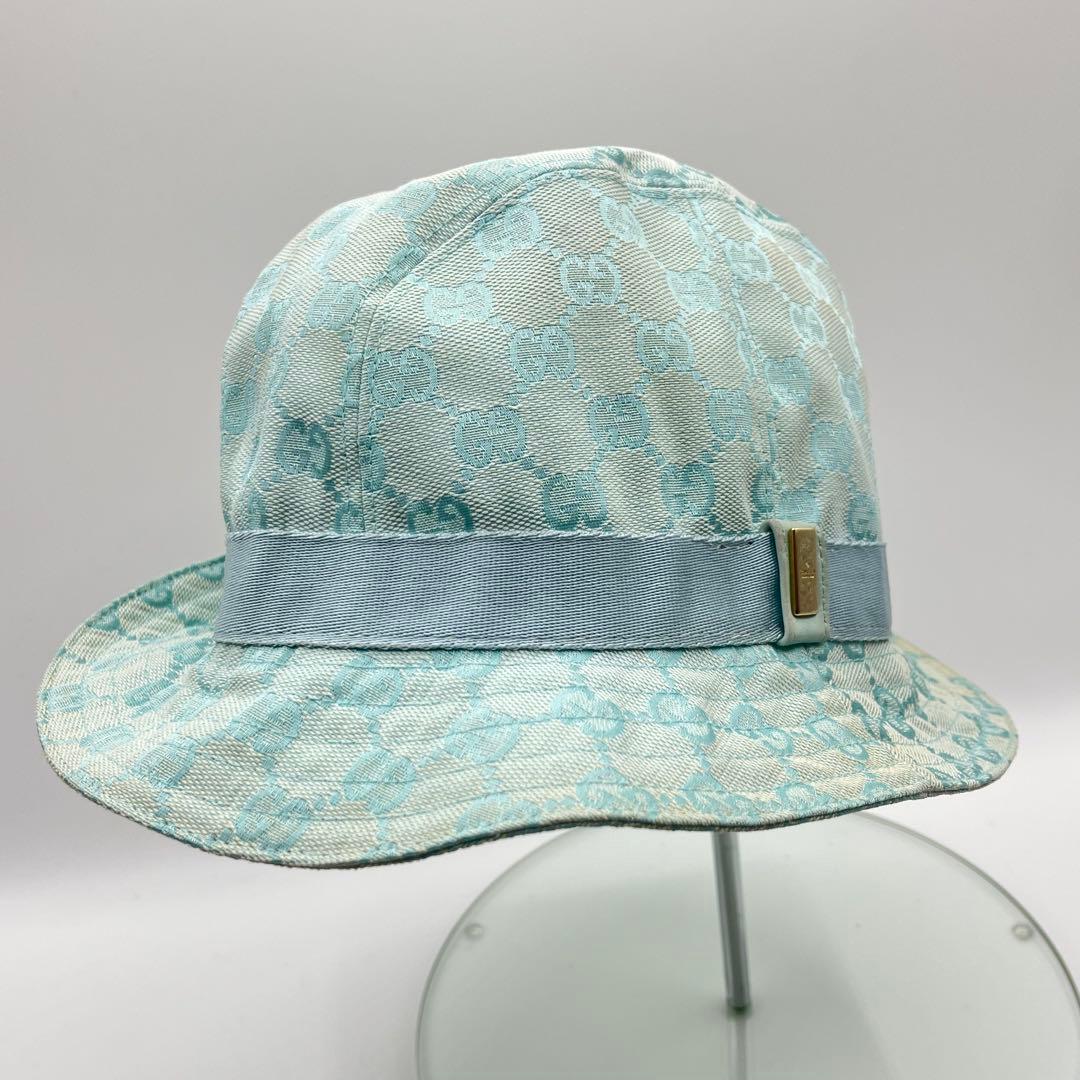 GUCCI GGキャンバス バケットハット 帽子 ハット バケハ ブルー