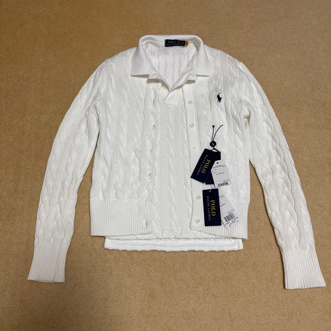 POLO ラルフローレン ケーブルニットコットンカーディガン ポロシャツ ポニー