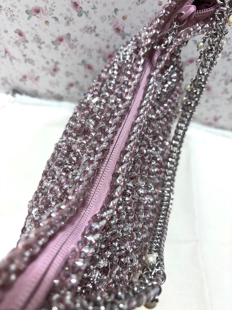 専用☆アンテプリマ☆三日月型 ワンショルダー ワイヤーバッグ グリッター パール