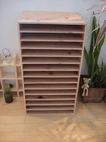 ★送料無料サイズ変更可能★A2木製14段書類棚/無垢材収納ナチュラルオーダー可能