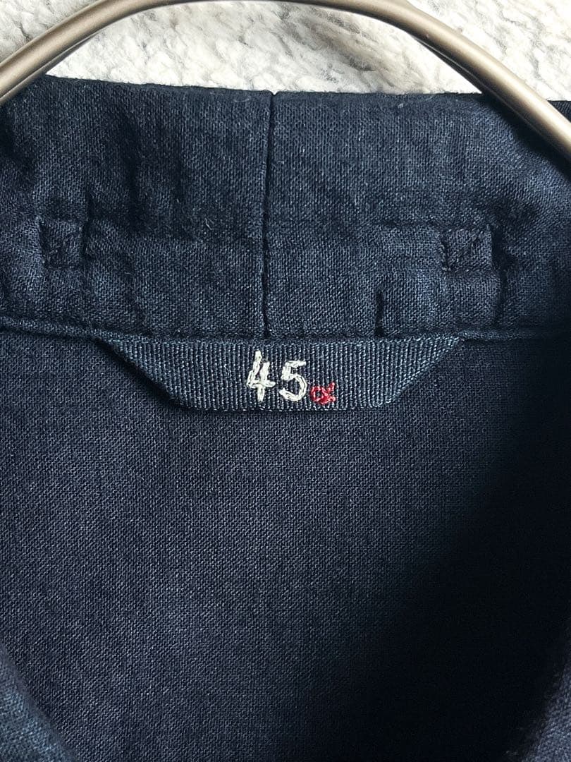 【45R】45rpm 綿100% インディゴ二重ガーゼシャツ 内ポケット 4
