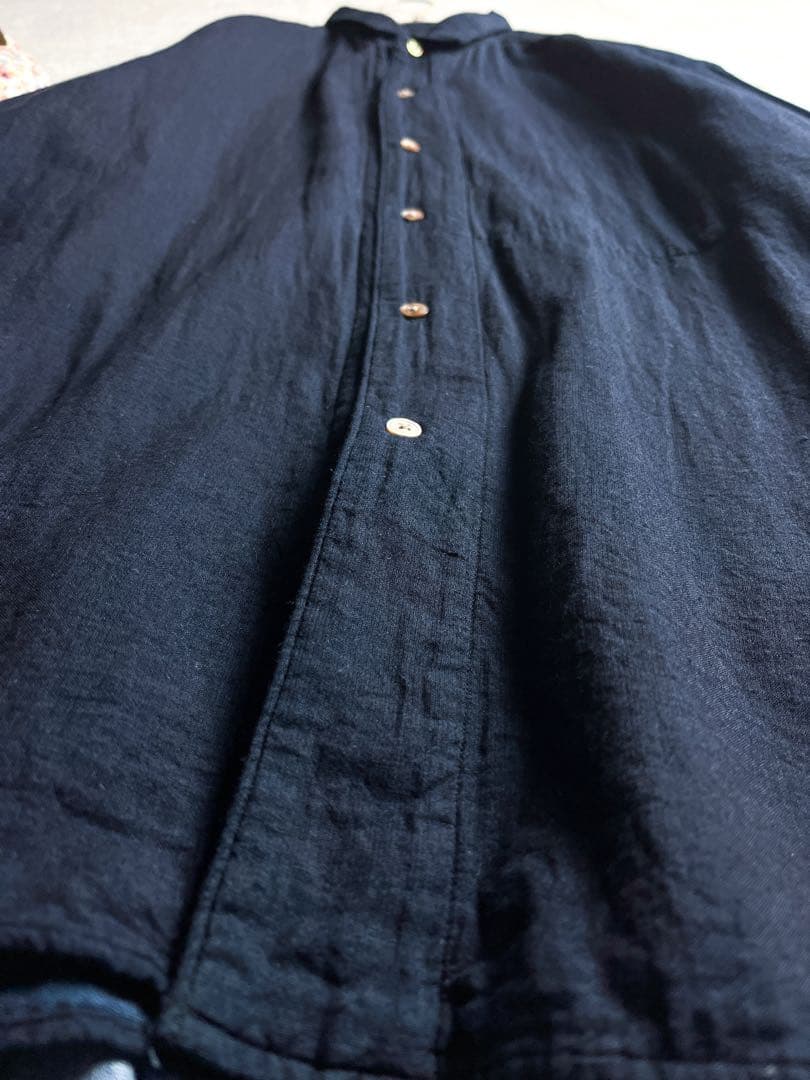 【45R】45rpm 綿100% インディゴ二重ガーゼシャツ 内ポケット 4