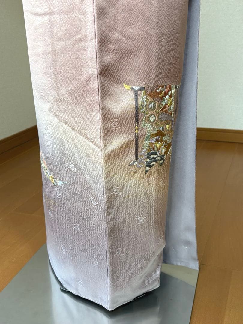 4点フルセット　正絹訪問着　袋帯　帯揚げ　帯締め　未使用品