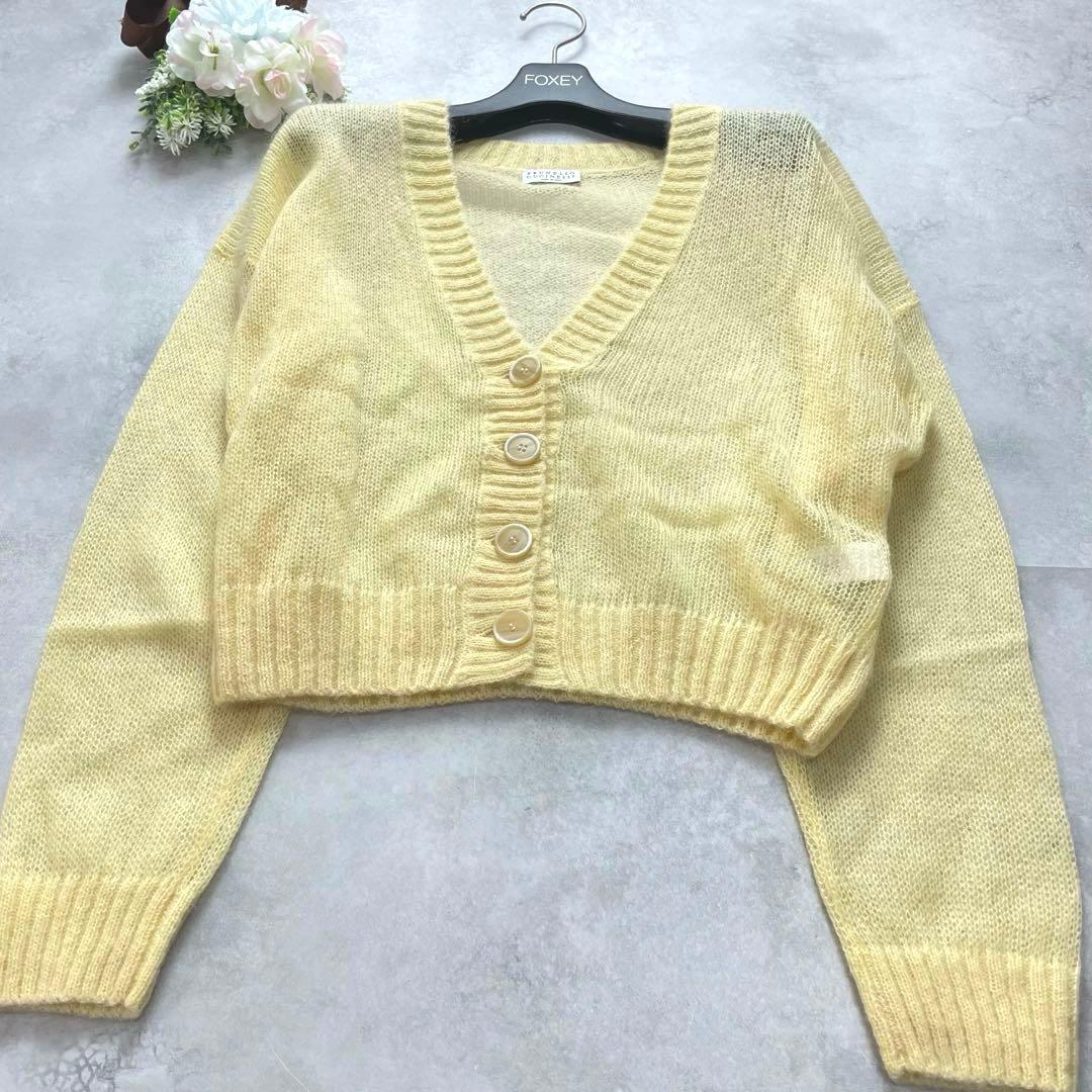 美品✨ブルネロクチネリ カーディガン モヘヤ ウール イエロー 長袖 イタリア製