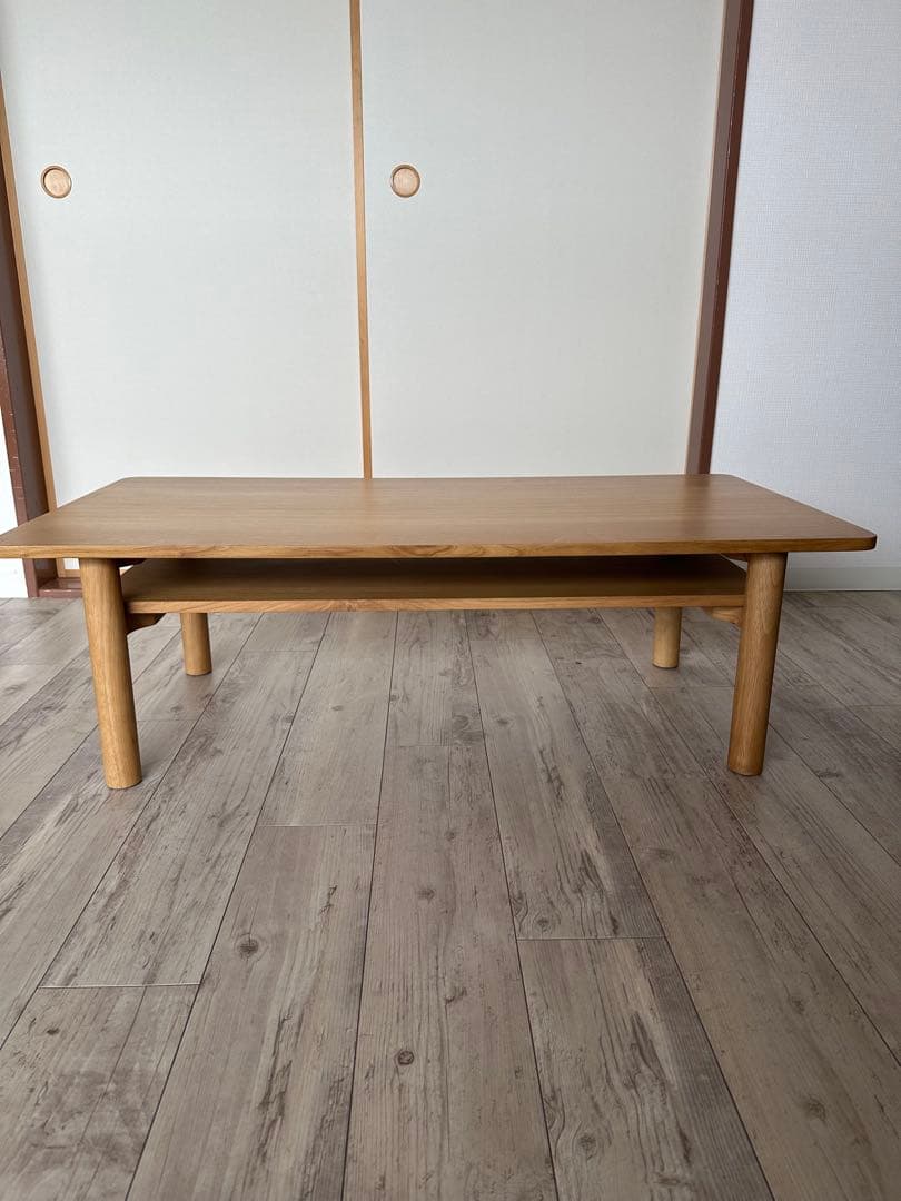 【廃盤】無印　木材ローテーブル　オーク材