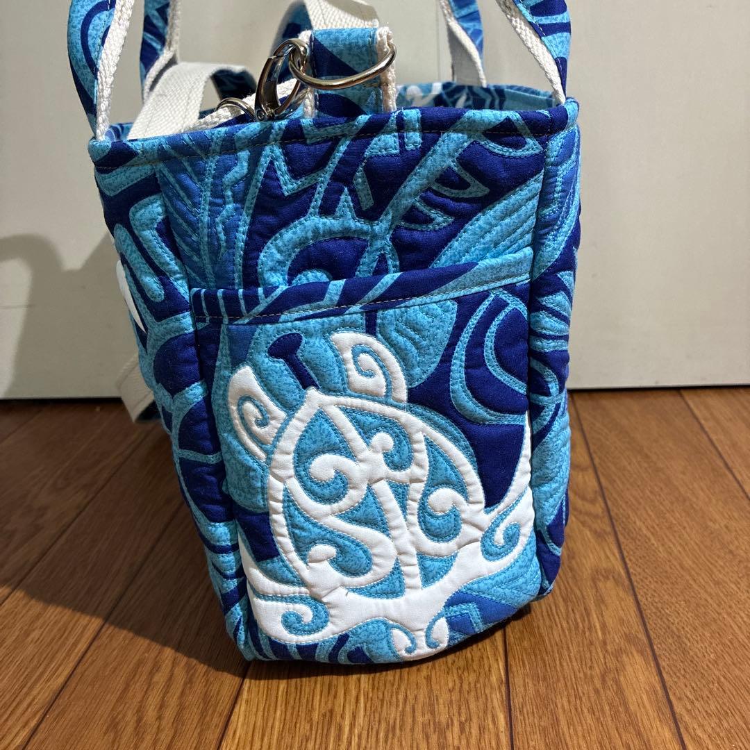 ハワイアン　ミシンキルト　2ウェイバッグ　ホヌ