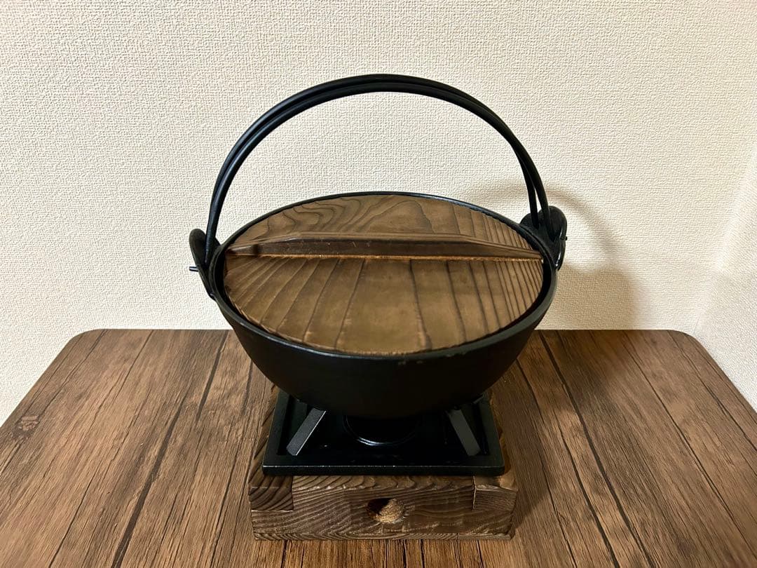 【美品】南部鉄器 鉄鍋 いろり鍋 スタンド付き