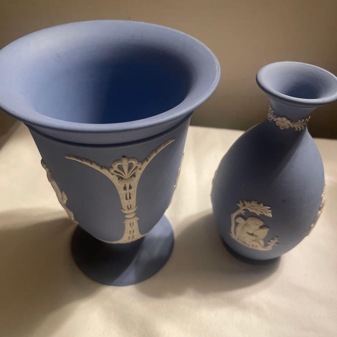 ウェッジウッド　ジャスパーウェアペールブルー　花瓶