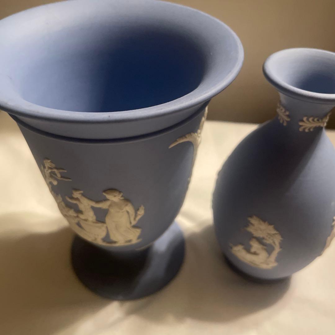 ウェッジウッド　ジャスパーウェアペールブルー　花瓶