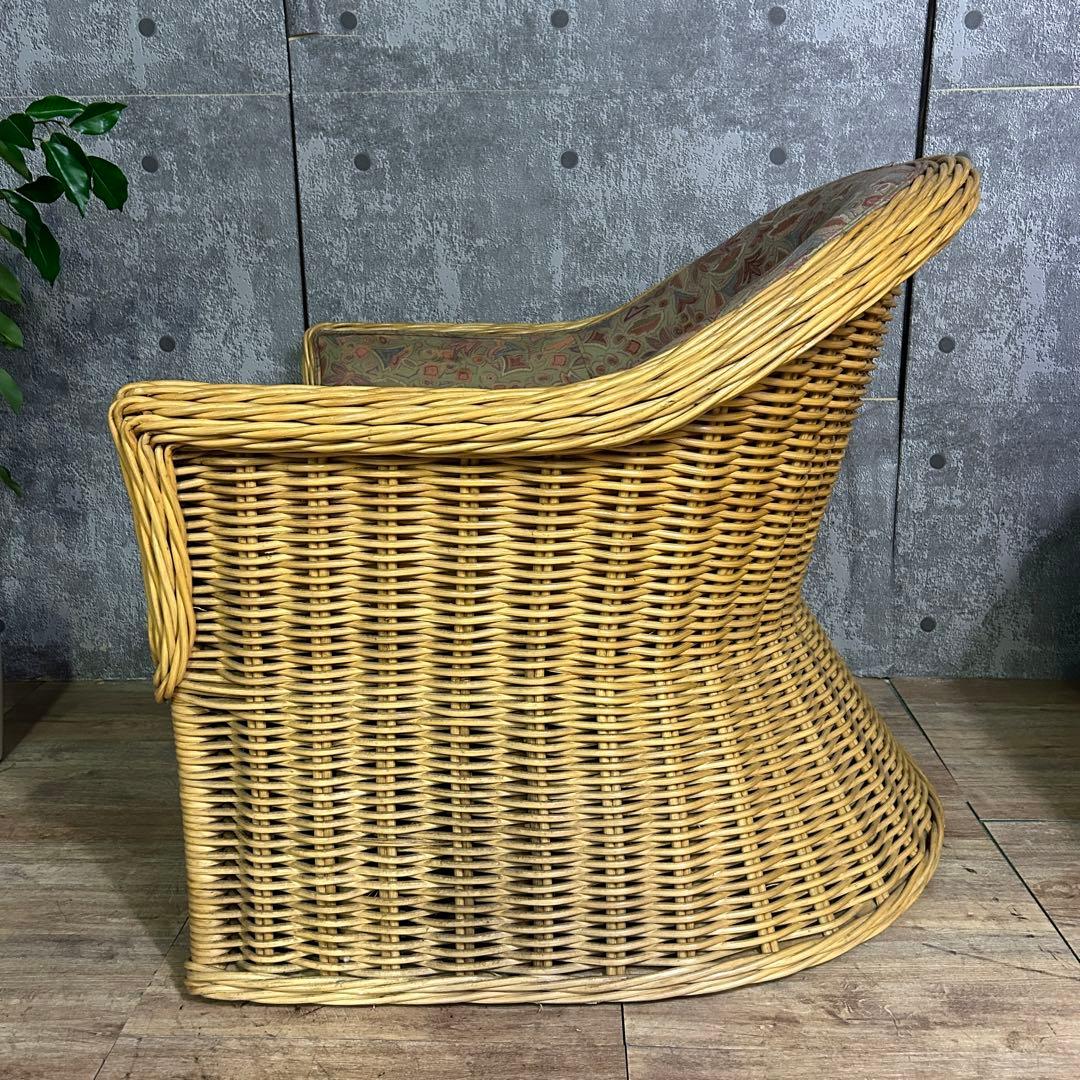 ꧁CASABLANCA カサブランカ꧂ラタン1Pアームソファ2脚 籐家具 花柄