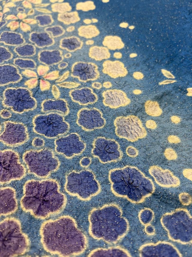 振り袖　フルセット　ブルー　別誂長襦袢　成人式　朧　銀通し　708