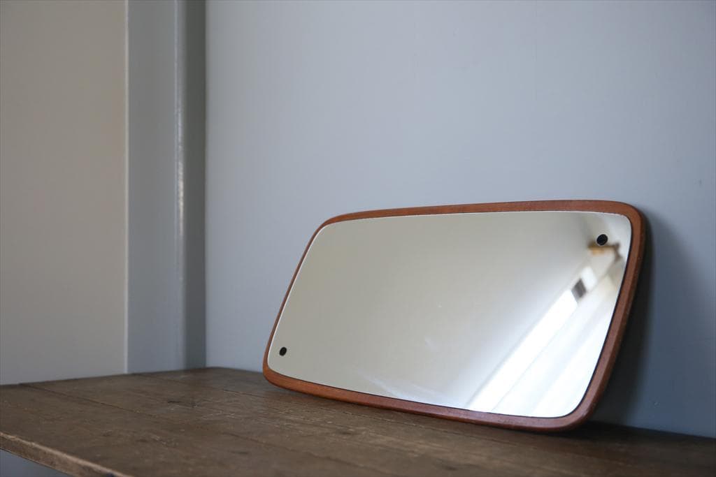 英国アンティークチーク古木ウォールミラー/木製壁掛け鏡/立鏡/姿見(91-195