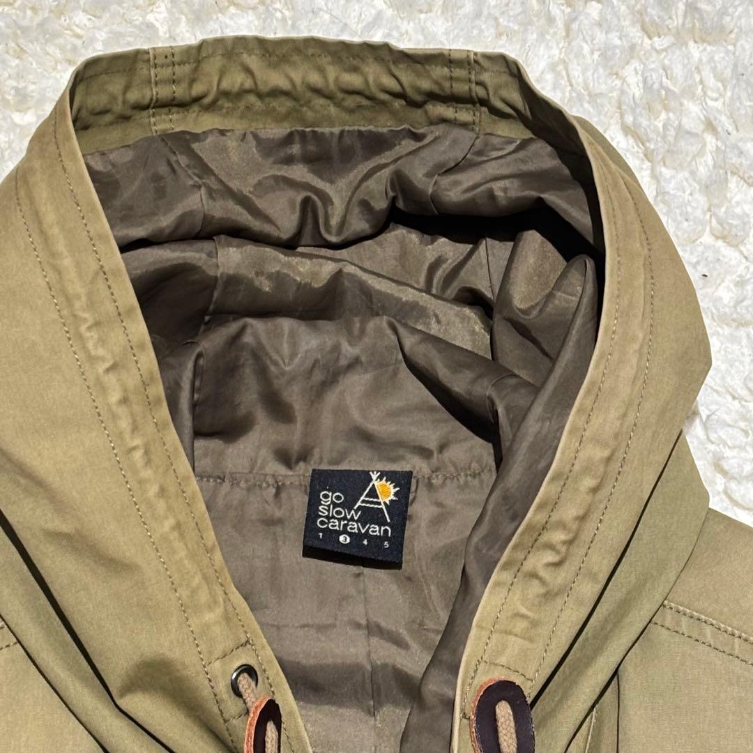 美品 go slow caravan コードクロスパネル 刺繍 モッズコート L